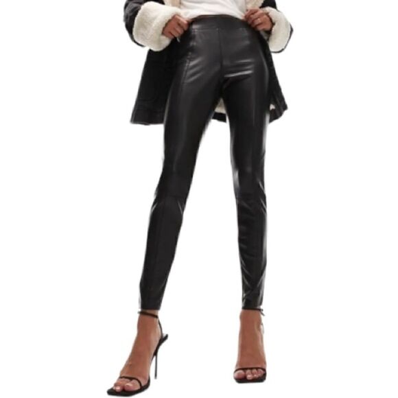 TOPSHOP Black Faux Leather Leggings Size 6 - Picture 7 of 9